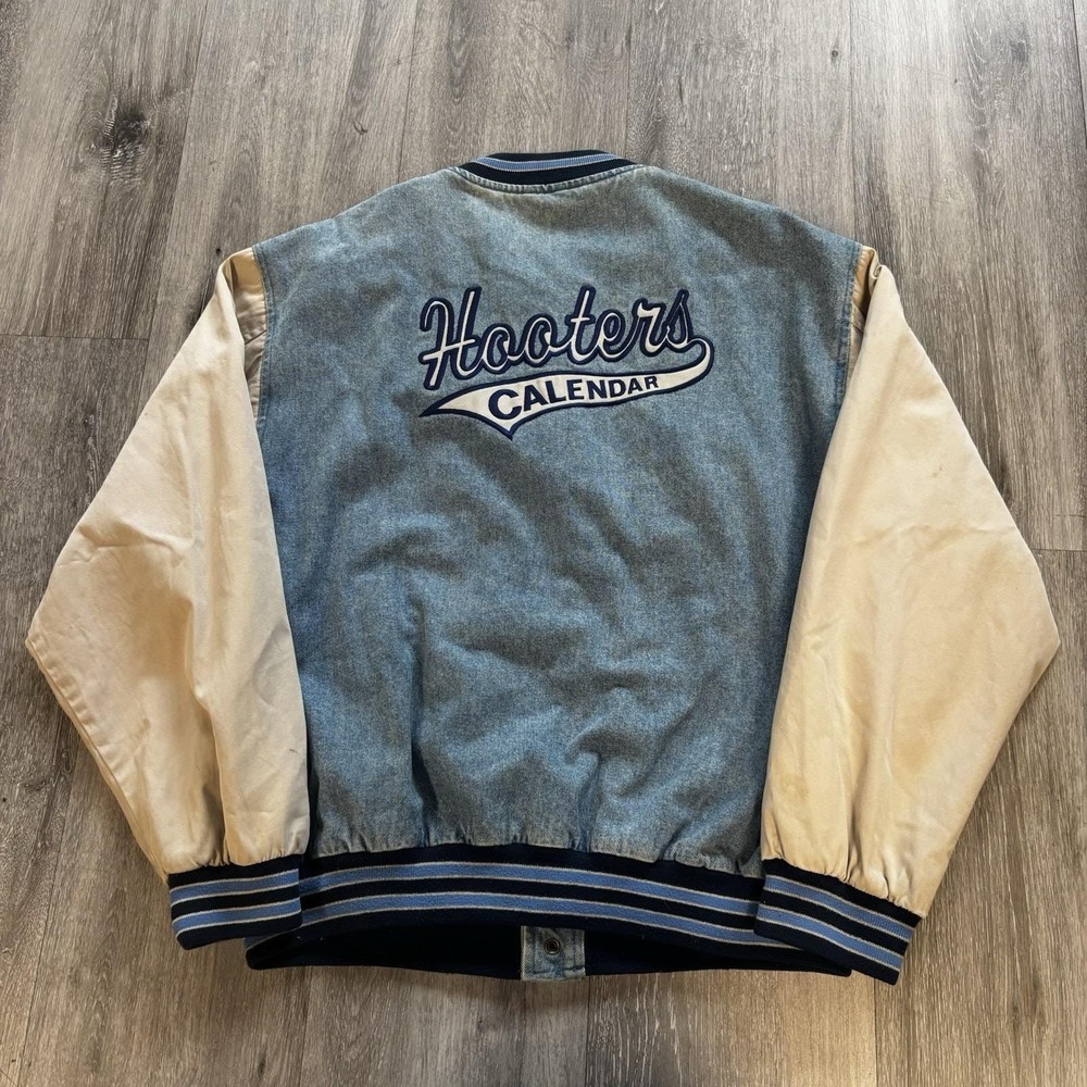 Port Authority Denim Blue and Cream Hooters Calendar Jacket